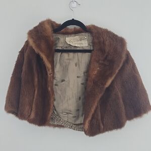 Vintage 60s Brown Fur Shawl